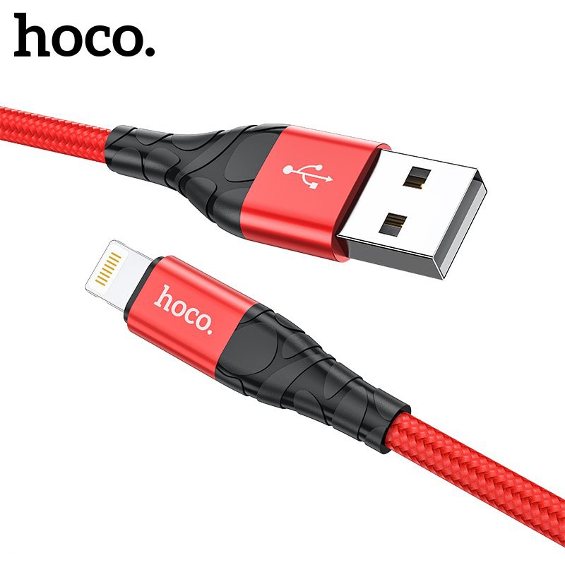 Cáp sạc nhanh Hoco DU02 Plus Lightning 2.4A, sạc nhanh cho nhiều dòng iPhone/iPad, dây bện dù chống đứt, dài 2m