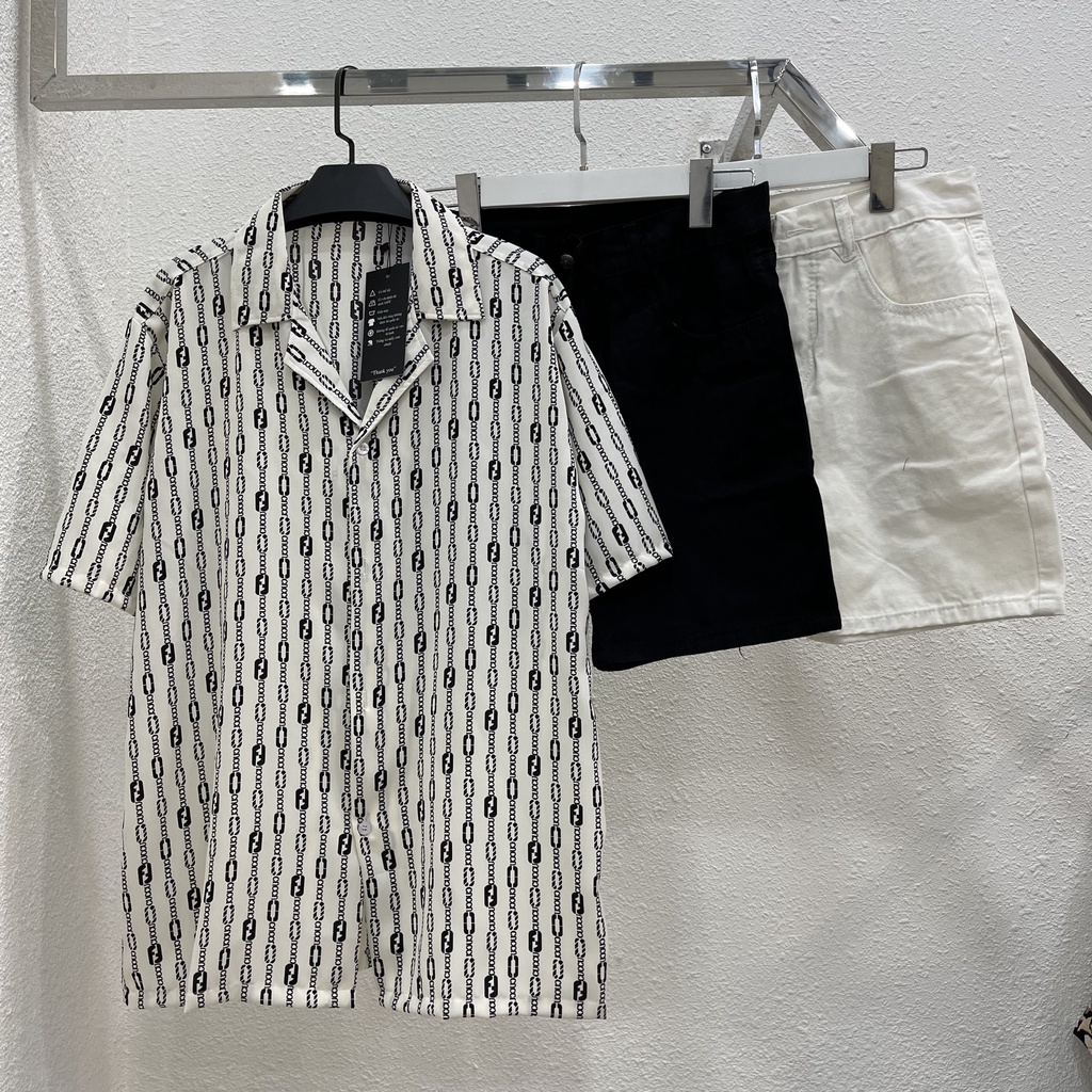 Áo sơ mi tay ngắn hoạ tiết Guccu vải lụa mango áo cuban shirt ngắn tay cổ vest mùa hè