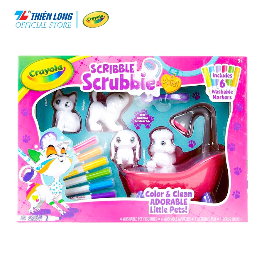 Bộ đồ chơi trang trí cho thú cưng - có thể rửa được Crayola Scribble Scrubbie Pets Tub Play Set