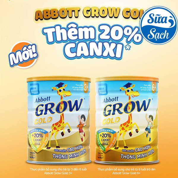 Sữa Bột Abbott Grow Gold 3+ / 6+ 900g mẫu mới date 5/2022