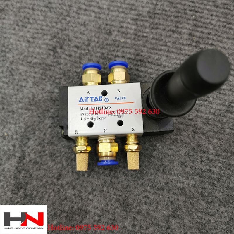 Bộ van tay gạt đóng mỏ xi lanh khí nén 4H-02 đủ cút nối ống và giảm âm