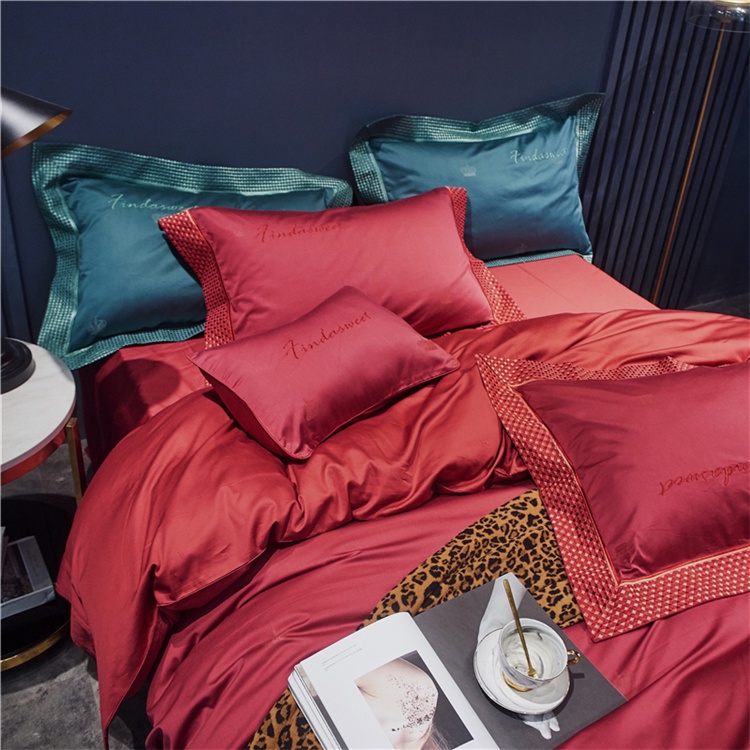 1732223 Bộ chăn ga gối cho giường 150-180*200cm 4CT cotton 60S cao cấp hàng nhập- Bộ chăn ga cưới