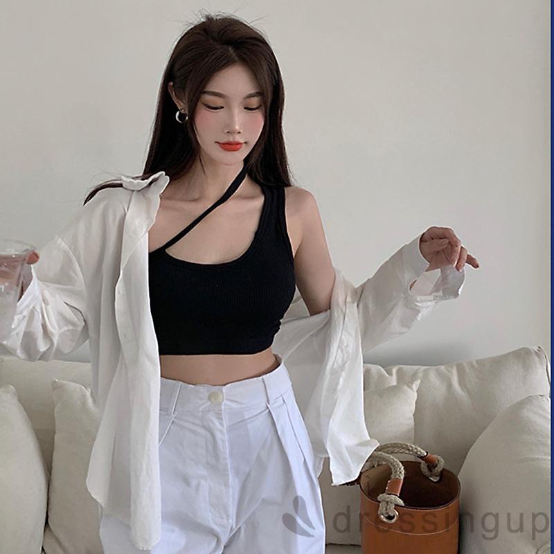 Áo hai dây chữ U màu trơn hở lưng thời trang cho nữ