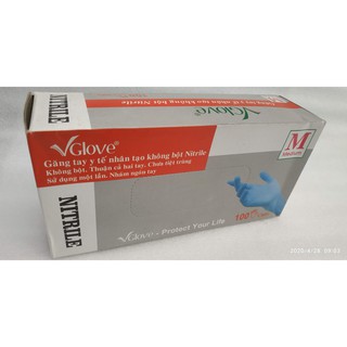 GĂNG TAY NITRILE KHÔNG BỘT VGLOVES, SIZE M, 100 CÁI/HỘP