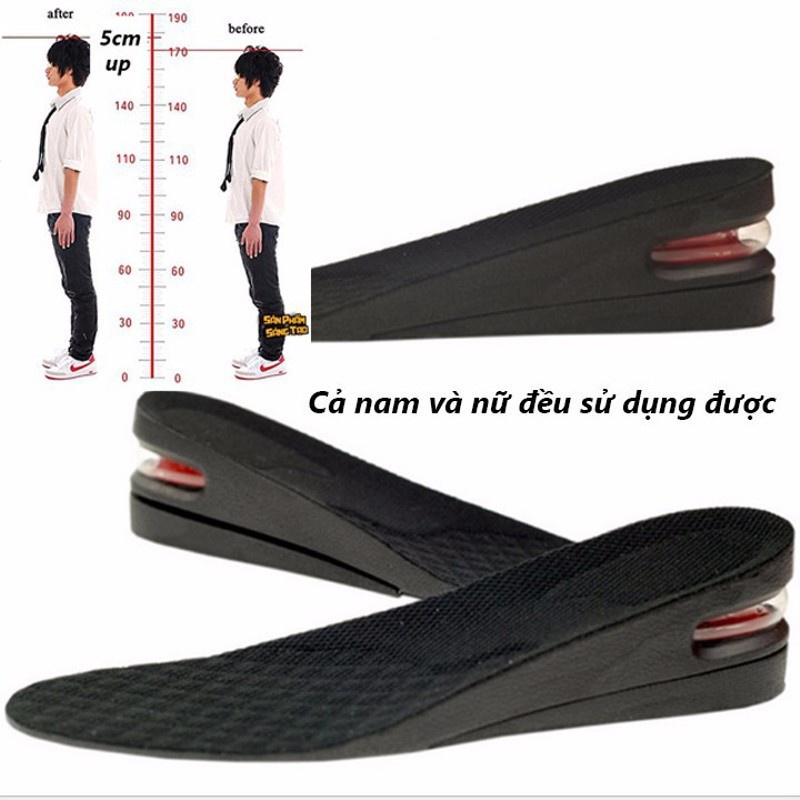 Cặp Lót Giày Độn Đế 2 Lớp Tăng Chiều Cao Loại 3,5,7cm Đệm Khí Cao Cấp