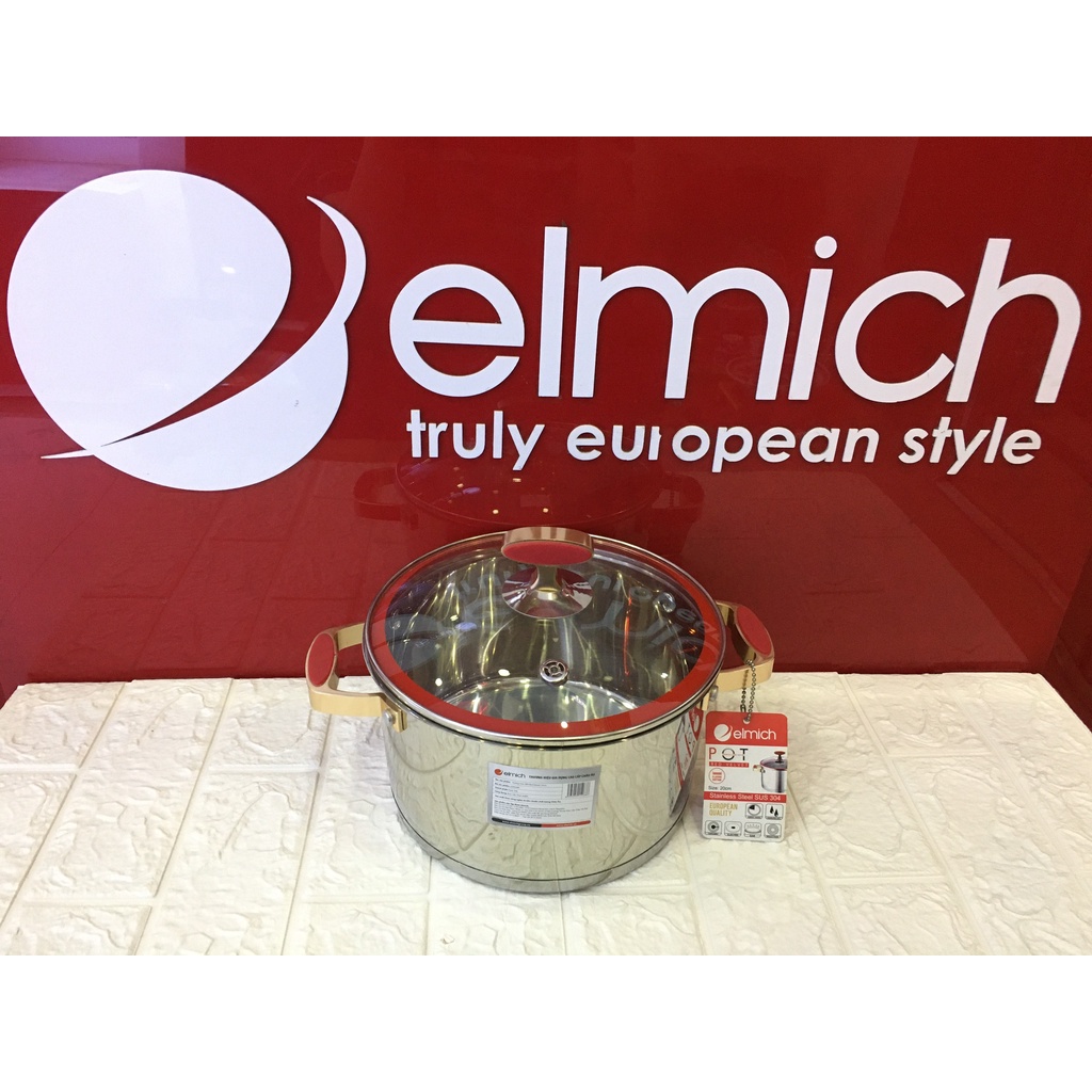 Nồi Elmich inox 304 Red Velvet 18cm, 20cm, 22cm, 24cm