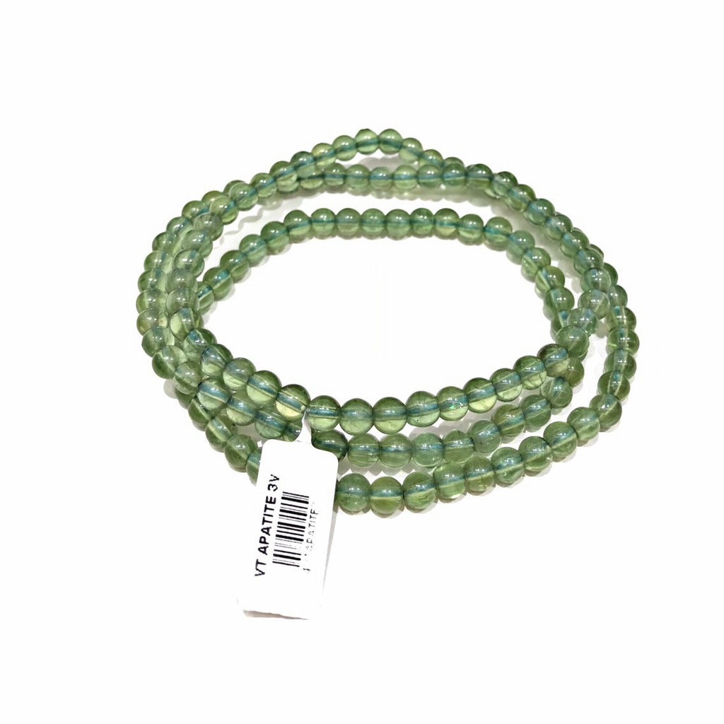 Vòng tay chuỗi đá Apatit xanh thiên nhiên 4 ly quấn 3 vòng tay Tặng kèm hộp đựng VT100 - Hợp mệnh Hỏa, Mộc