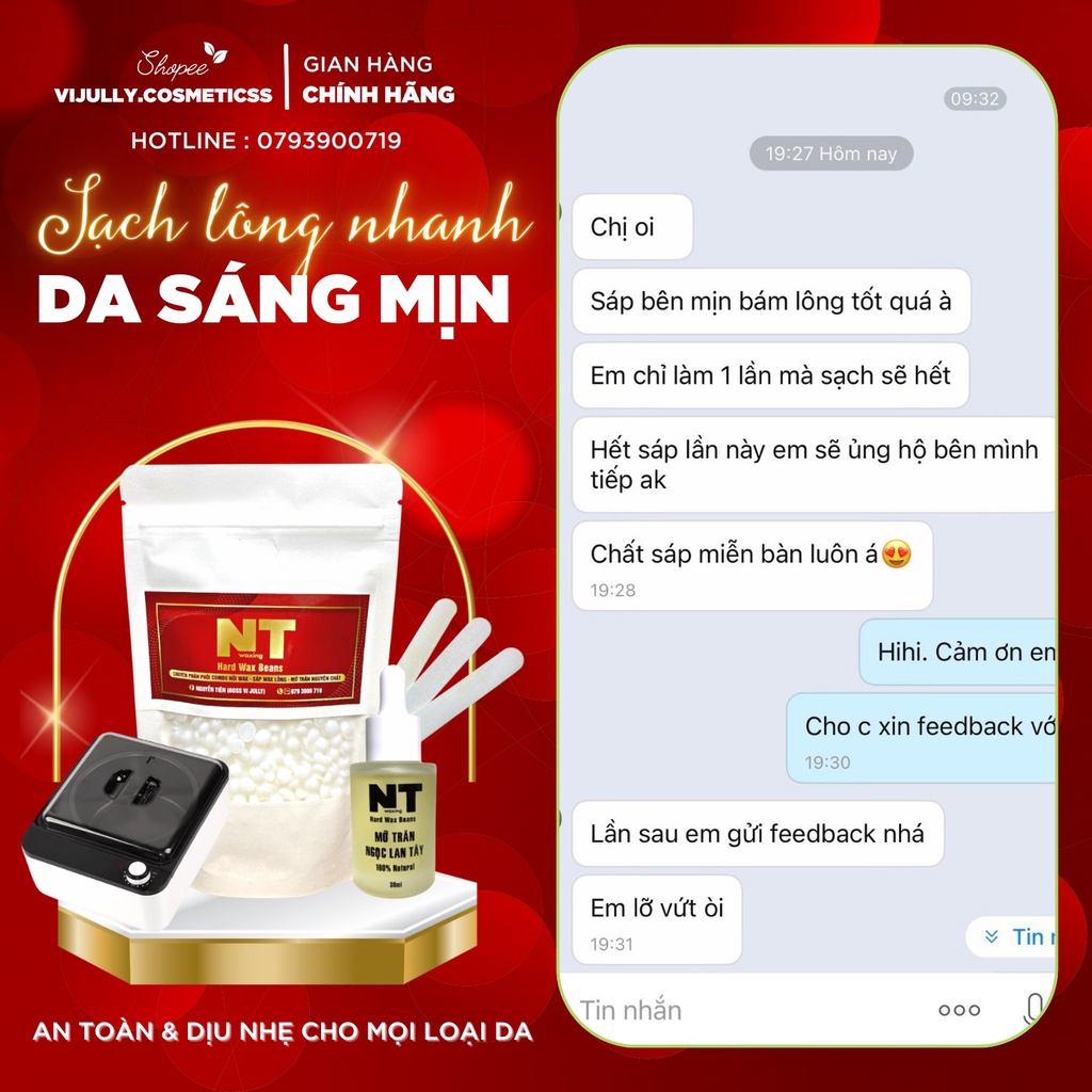 Combo sáp wax lông beans nhập khẩu và chén silicone chống dính