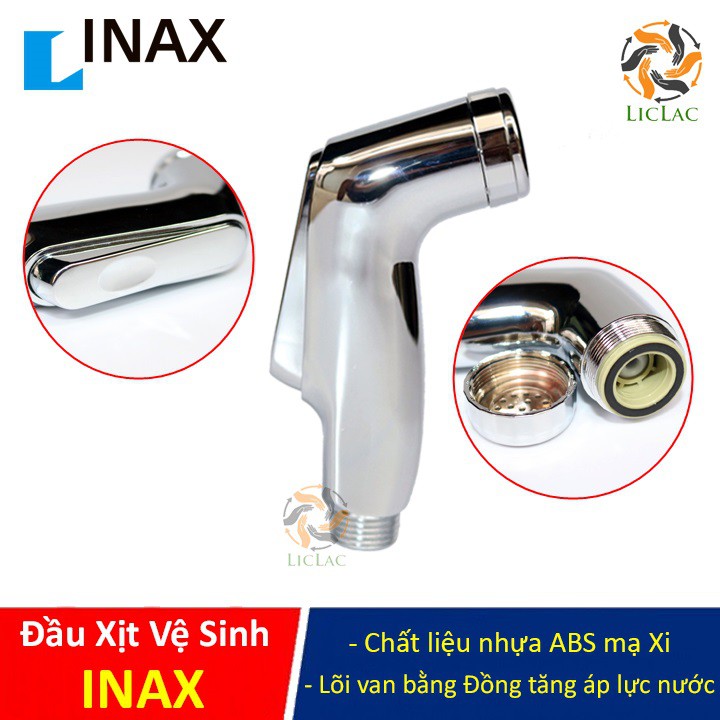 Đầu Xịt Vệ Sinh Tăng Áp INAX mạ xi Cao Cấp, Vòi Xịt Toilet - LICLAC