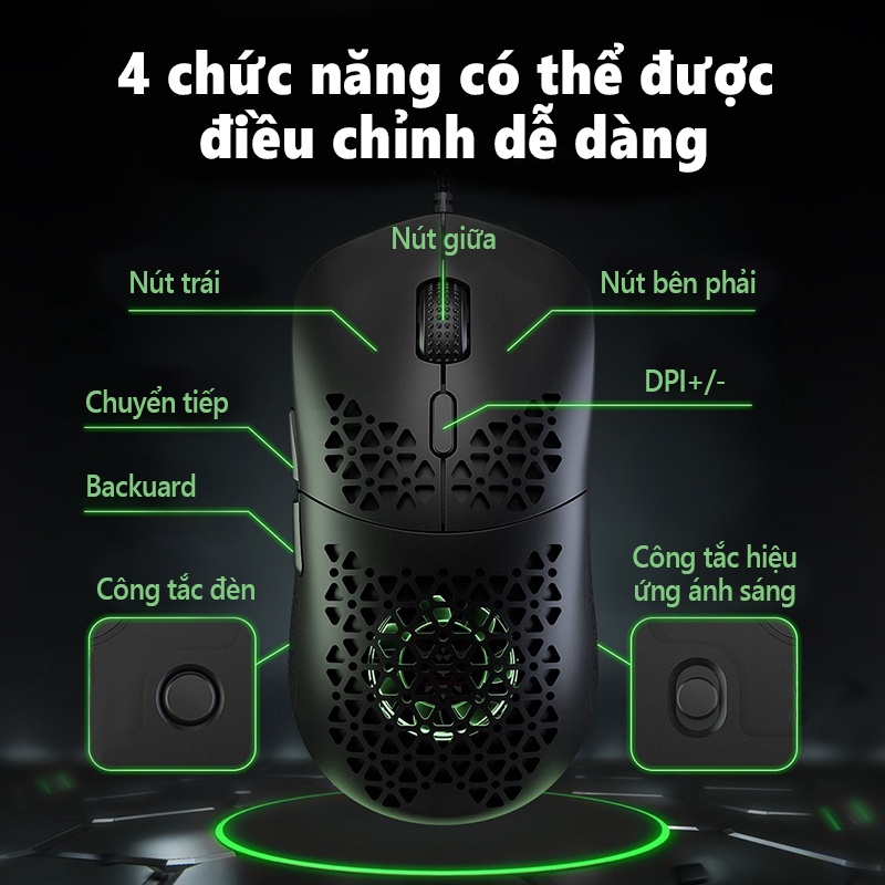 Chuột chơi game có dây ONIKUMA CW911 Đen trắng với đèn RGB