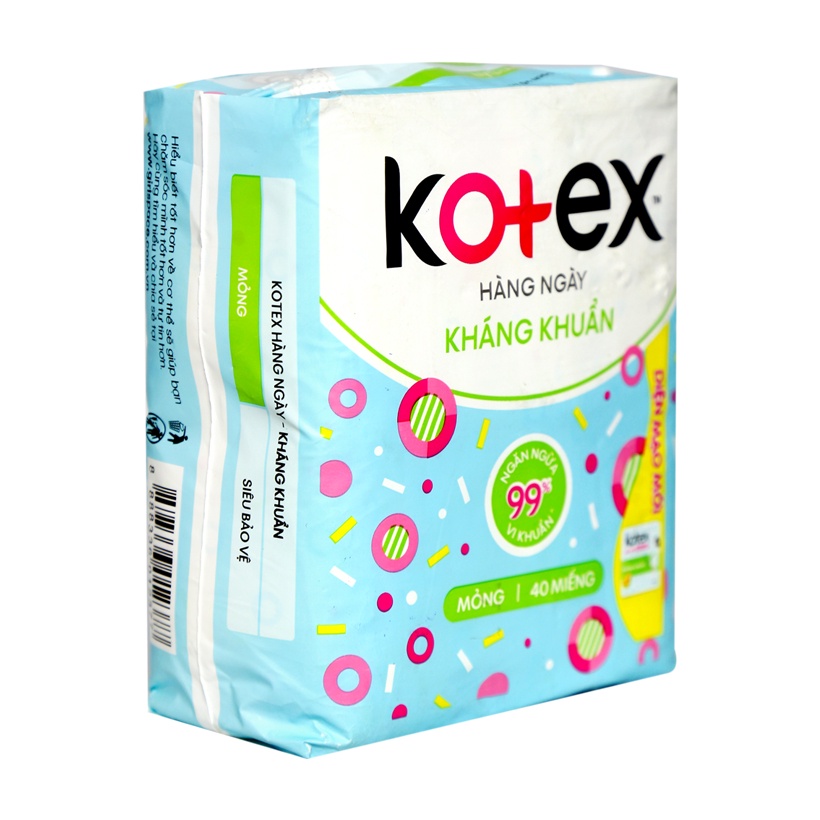 Băng vệ sinh chống tràn kháng khuẩn KOTEX (8 Miếng Mỏng - Xanh Ngọc)