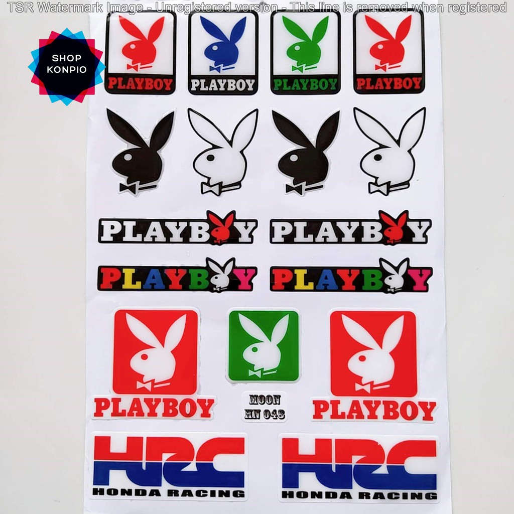 Bộ Tem Sticker Playboy Dập Nổi Cao Cấp Dán Xe Máy, Ô Tô, Mũ Bảo Hiểm, Chống Thấm Nước, Chống Bay Màu