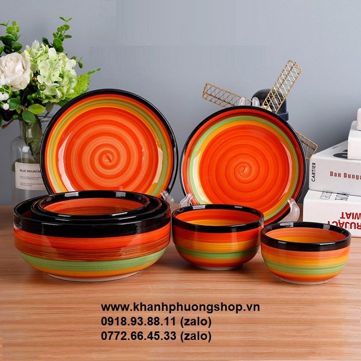 Bộ chén tô dĩa 7 sắc cầu vòng - chén tô dĩa 7 sắc cầu vòng
