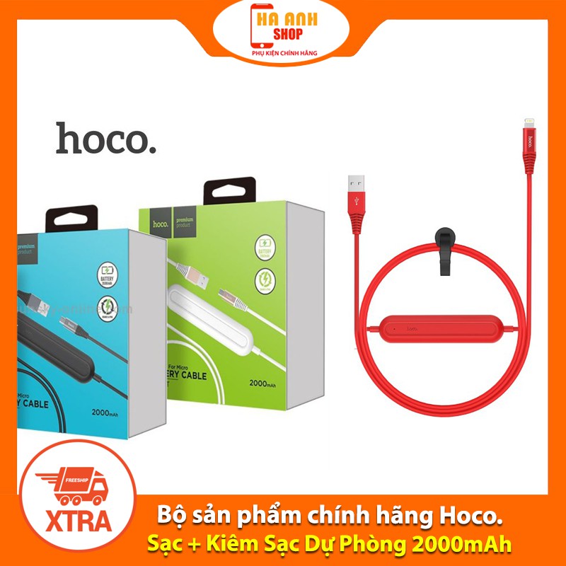 Cáp HOCO U22 chân Micro Kiêm Sạc Dự Phòng 2000mAh(Tặng mã Freeship Extra toàn quốc)