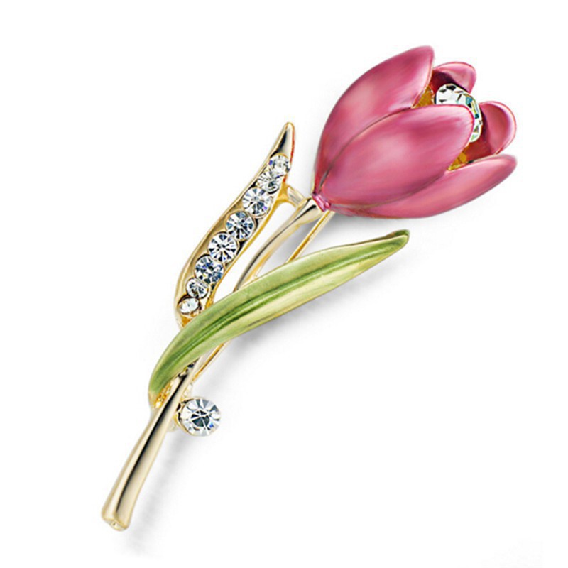 Trâm Cài Áo Hình Hoa Tulip Đính Pha Lê Thanh Lịch