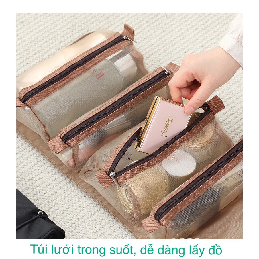 Túi đựng mỹ phẩm, du lịch, cá nhân 4 trong 1 dung tích lớn có thể tháo rời tiện dụng