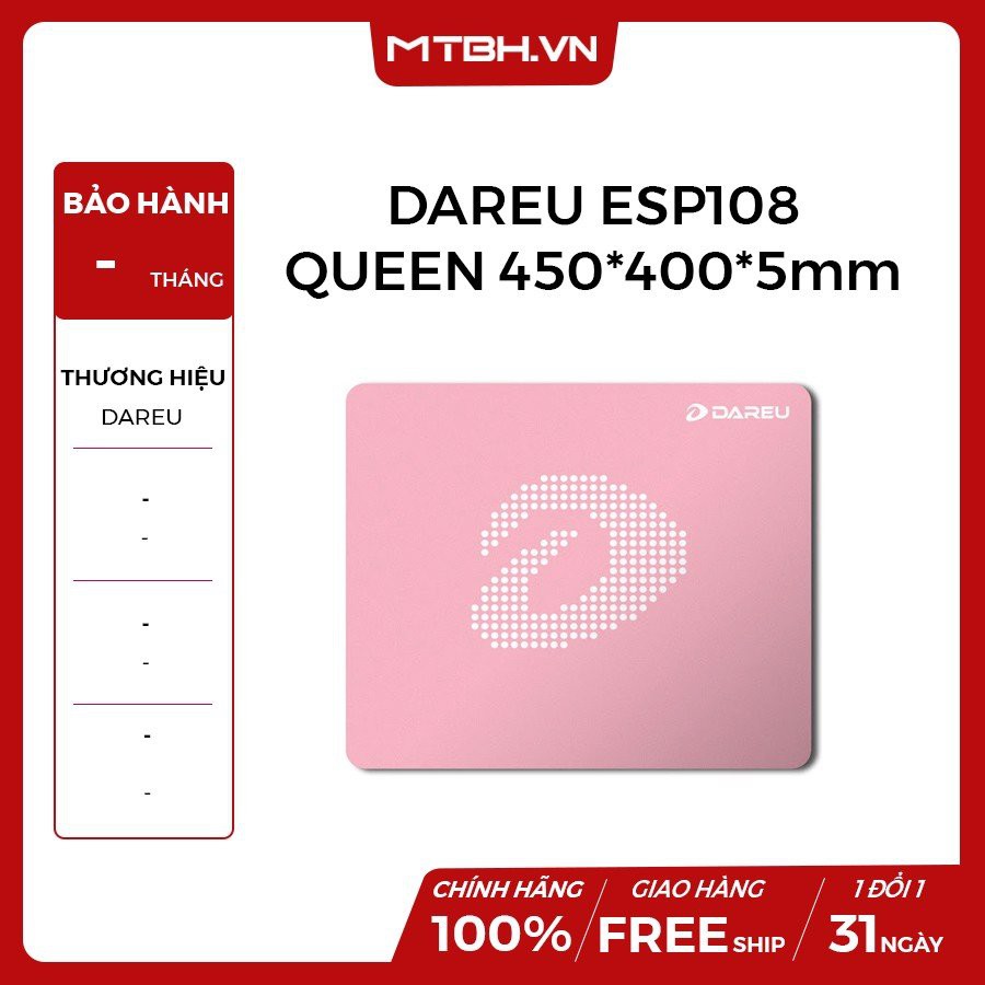 MIẾNG LÓT CHUỘT DAREU ESP108 QUEEN 450*400*5mm PINK