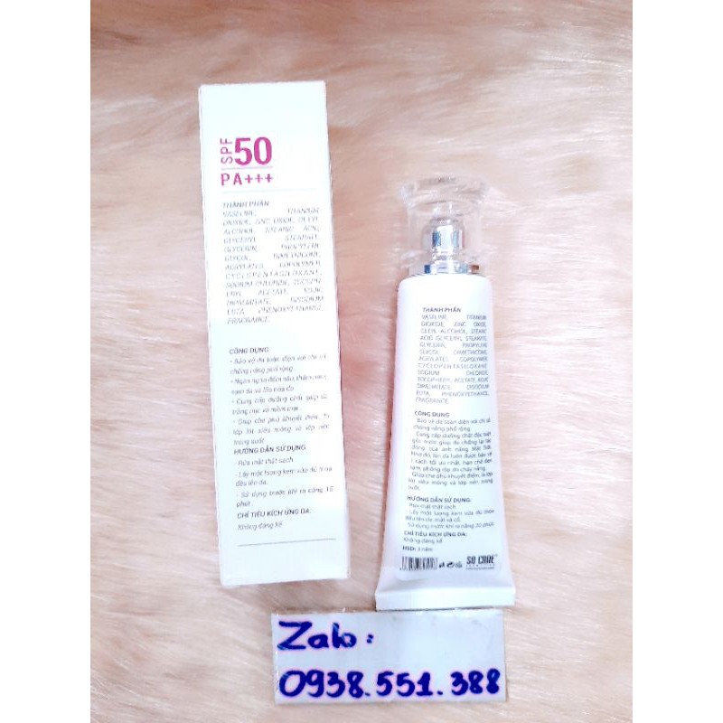 Kem chống nắng SO CARE SPF 50+++ lót trang điểm cao cấp mềm mịn tự nhiên dưỡng trắng da mặt che mờ thâm nám khuyết điểm.