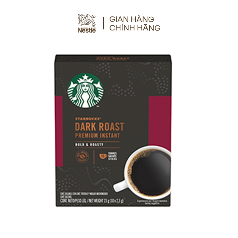 [Tặng Ly Thủy Tinh STARBUCKS] Combo 2 Hộp Cà phê đen hòa tan cao cấp Starbucks® Rang Đậm ( Hộp 10 gói x 2.3g )