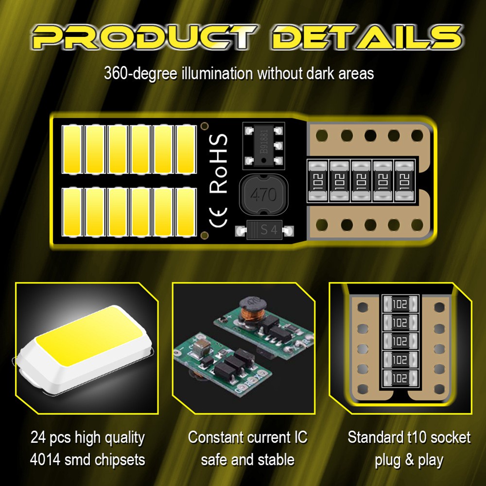Chip Đèn LED T10 194 W5W 4014 DRL 24-SMD 4014 Chuyên Dụng Cho Xe Hơi