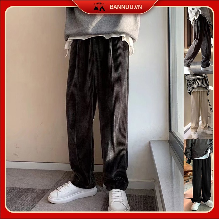 Quần Nhung Dài Màu Sắc Đơn Giản Phong Cách Hàn Quốc quần ống suông thời trang quần jogger nỉ nam from rộng quần jogger nữ