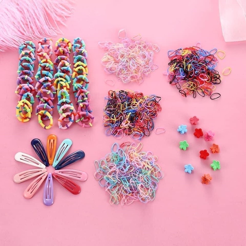 Hộp kẹp tóc 780 món cho bé SET 780 CHI TIẾT CỘT KẸP TÓC CHO BÉ-dây buộc tóc bé gái-kẹp tóc bé gái