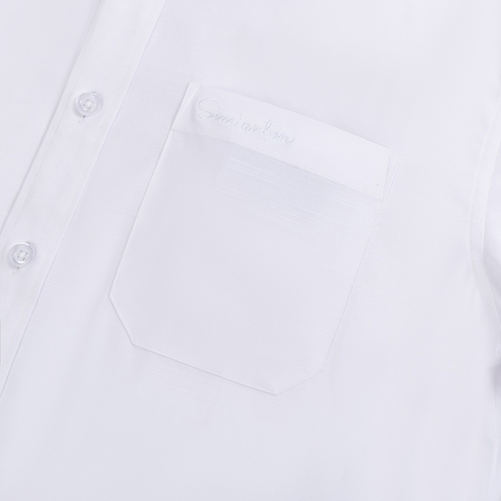 [HÀNG VIỆT NAM] Áo Sơ Mi Nam Công Sở Trung Niên Thương Hiệu Anton Dài Tay Vải Cotton Trắng Trơn Có Túi Ngực -A12 | BigBuy360 - bigbuy360.vn