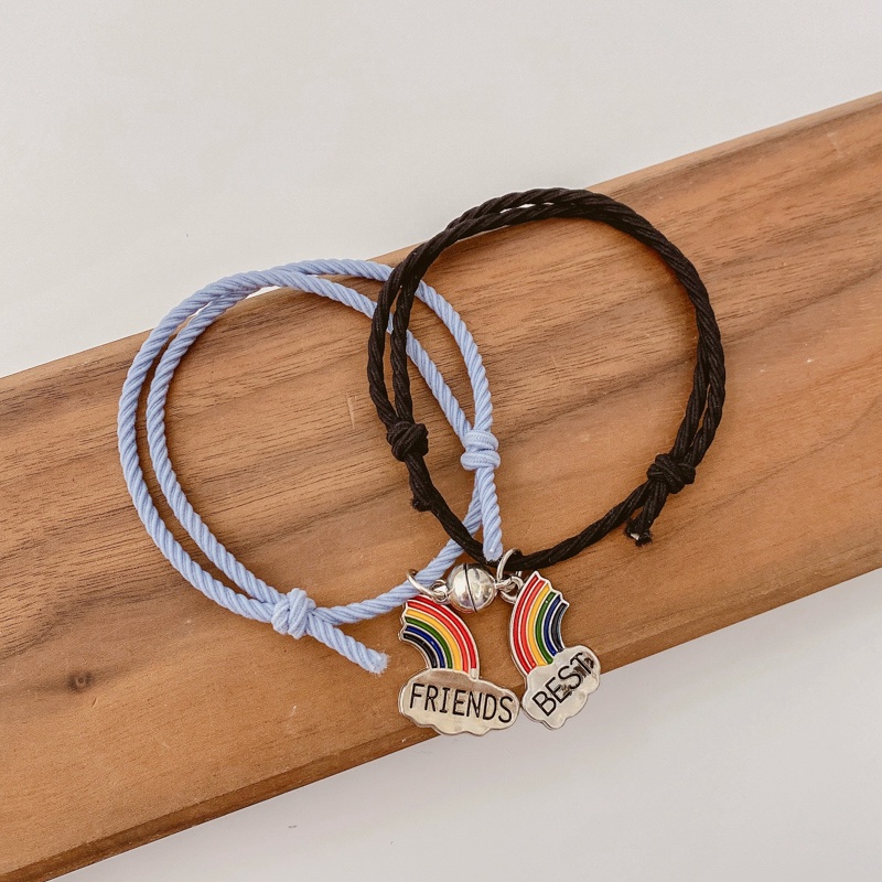 【kifli】Vòng Tay Bện Dây Gắn Chuông Màu Cầu Vồng / Cầu Vồng Dễ Thương Thời Trang Cho Bạn Thân