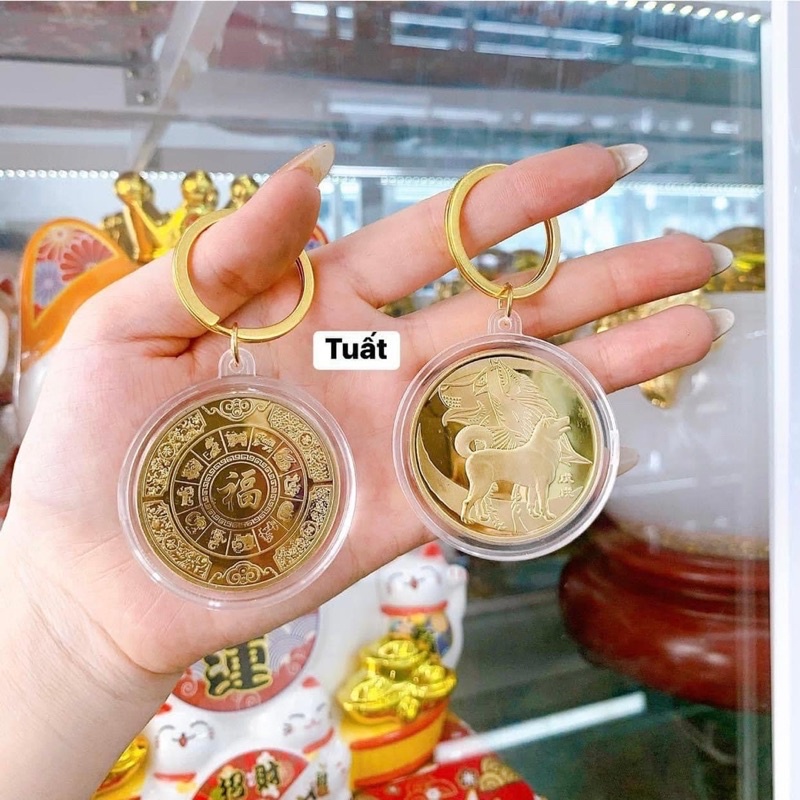 Móc khoá đồng xu in hình 12 con giáp cực đẹp