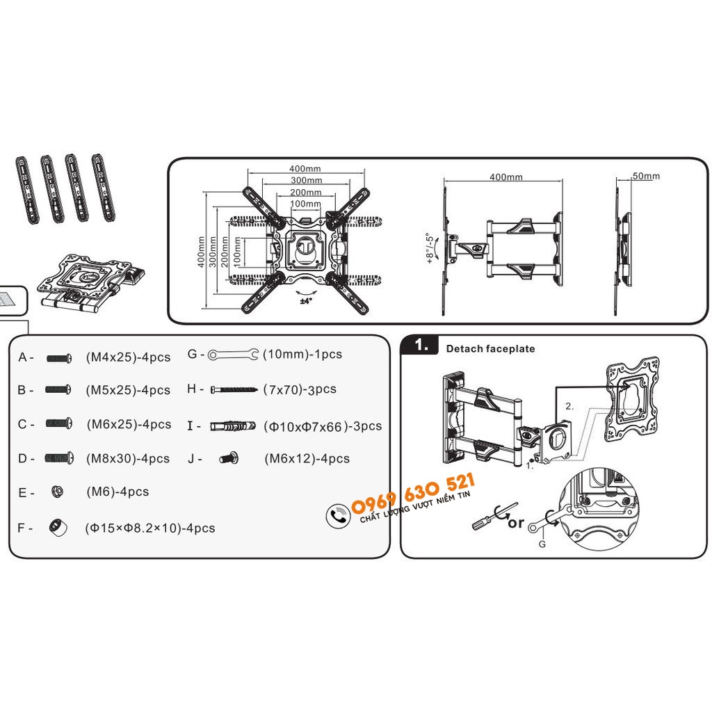 Giá Treo Tivi Xoay Đa Năng NB P4 32 - 55 inch - Giá Treo Tivi Góc Tường - Tùy Chỉnh Linh Hoạt