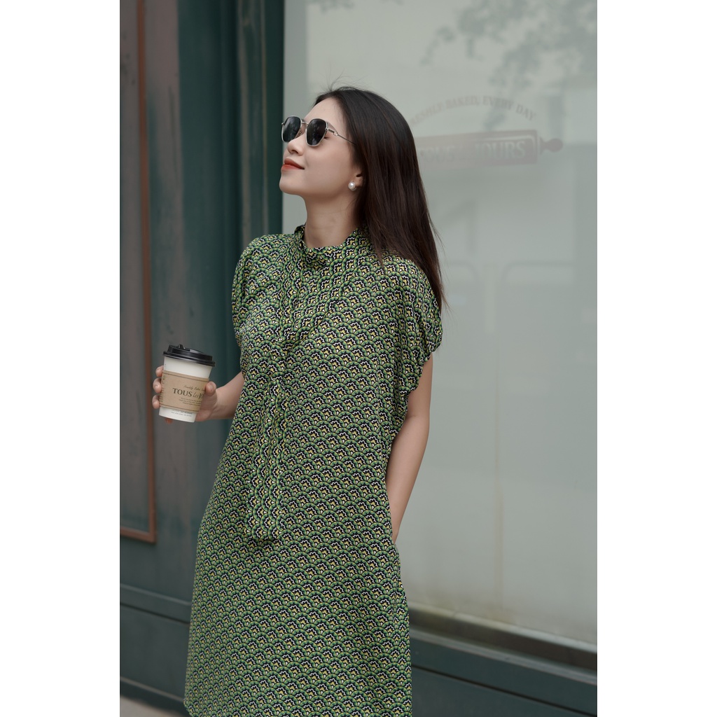 Đầm cravat lụa Mango Hình Hoạ tiết