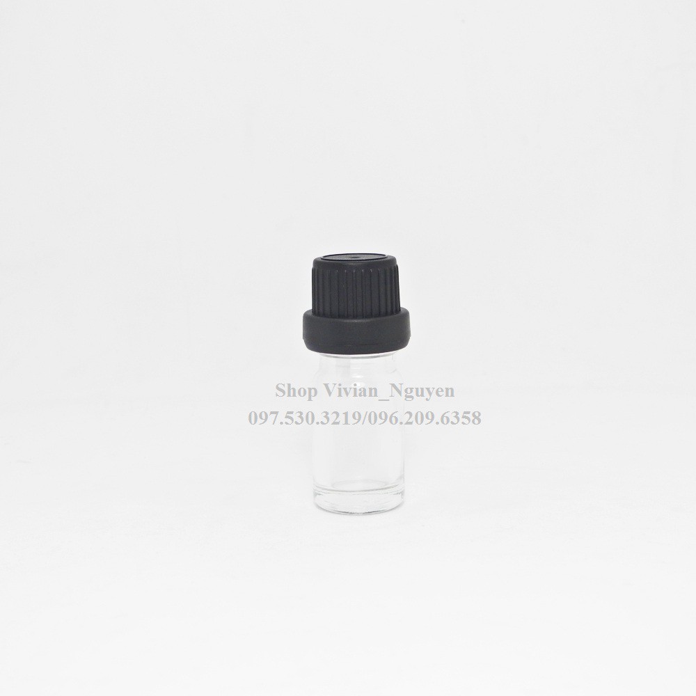 {Sỉ từ 2500đ} Vỏ chai thủy tinh 5ml trong suốt nhỏ giọt - Nắp đen có seal ( LOẠI ĐẸP )