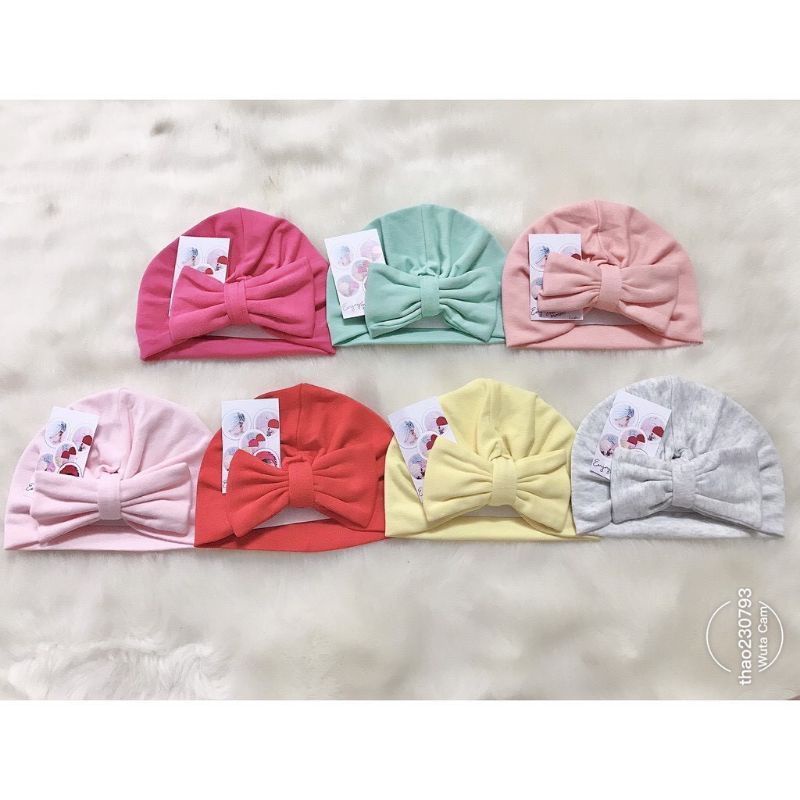 Mũ Turban Thắt Nơ, Hoa Nhiều Mẫu Cho Bé Gái 6-12 Tháng