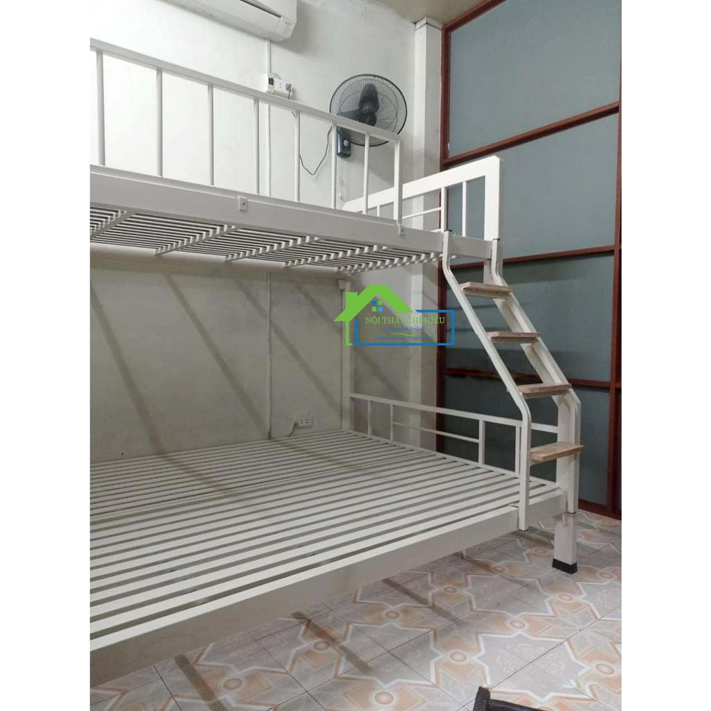 Giường sắt 2 tầng sắt 4x8 hộp trên 1m4 dưới 1m6 dễ lắp ráp