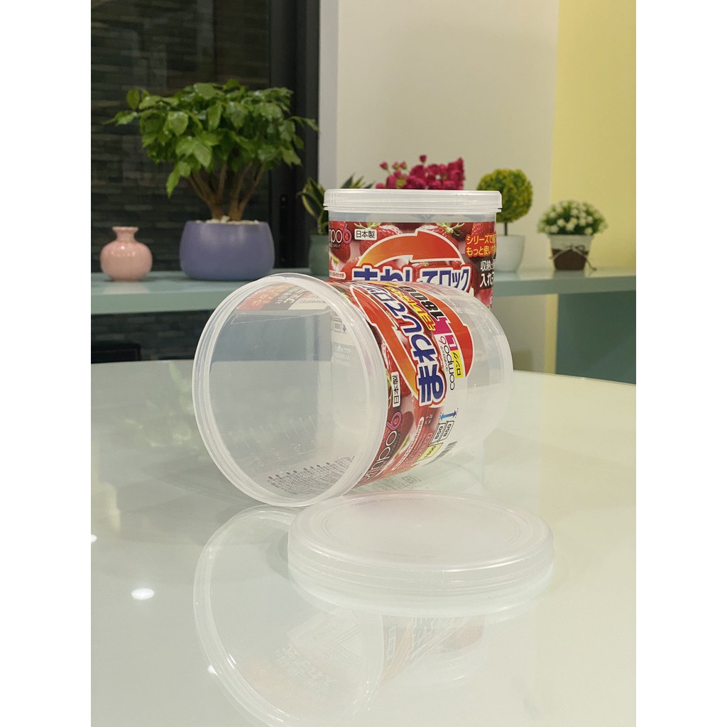 Hộp nhựa đựng thực phẩm, đồ khô dáng tròn nắp vặn Sanada Nội Địa Nhật Bản 1L và 1,8L