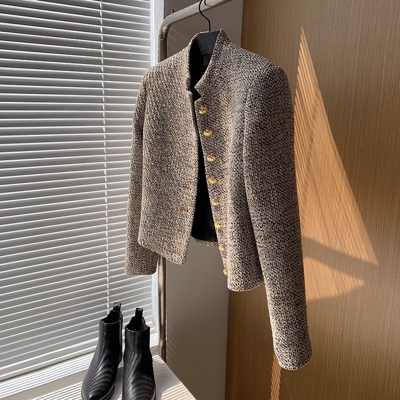 Áo Khoác Dạ Nữ Tweed Croptop Kiểu Dáng Sang Trọng Cao Cấp MYHOA