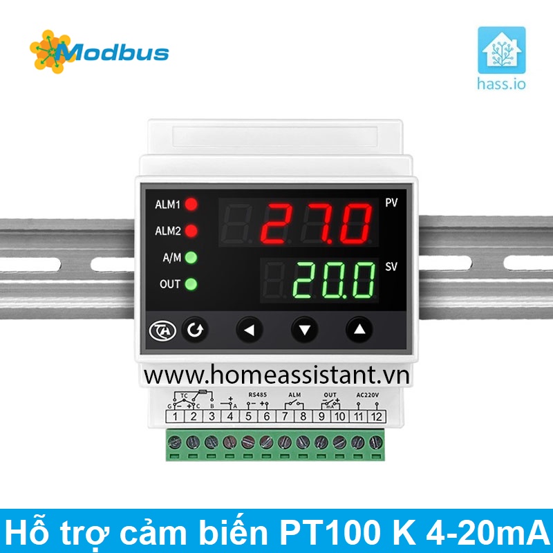 Bộ Điều Khiển Nhiệt Độ PT100 K PID Modbus RS485 HK-PID01 (Hỗ trợ HomeAssistant) Hass PLC