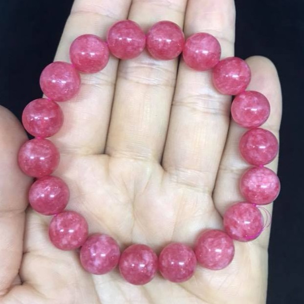 VÒNG TAY ĐÁ PHONG THỦY MAY MẮN -MẦU HỒNG RUBY- 10LY