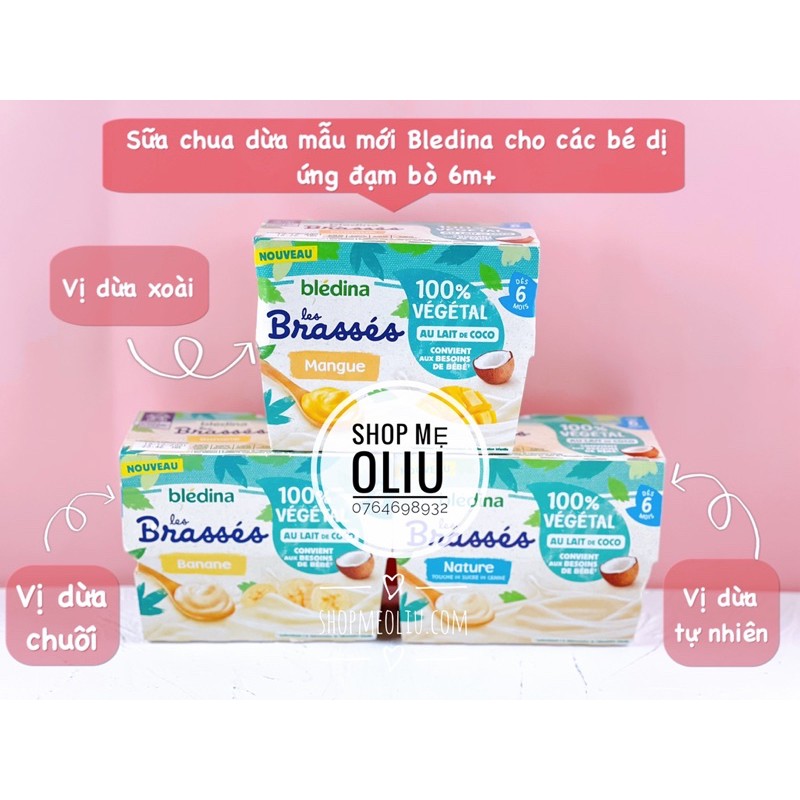 -Sữa chua dừa Bledina brass mẫu mới cho bé dị ứng đạm bò 6m+