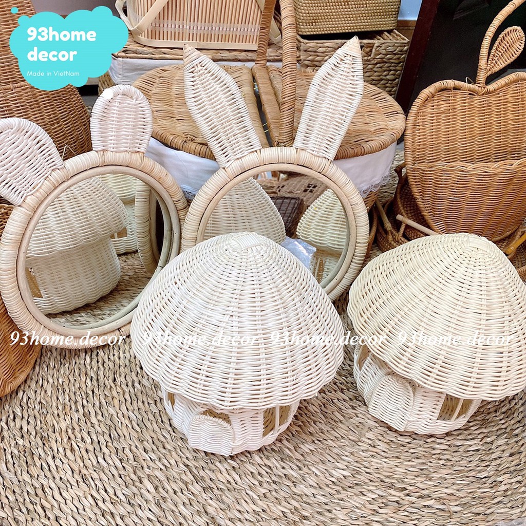Nhà nấm bằng mây đồ chơi an toàn cho bé, nấm mây trang trí nhà cửa, decor chụp hình