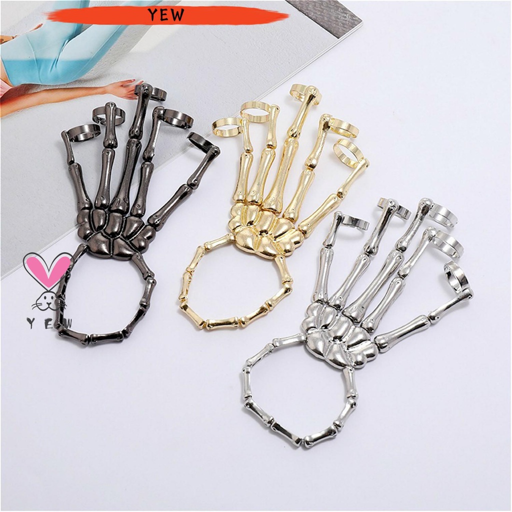 🌟Yew🌟 Vòng đeo tay co giãn hình xương bàn tay phong cách Gothic Punk nhiều màu sắc tùy chọn