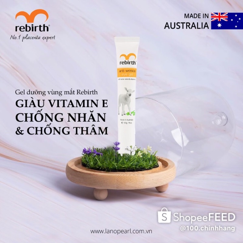 Kem chống nhăn mắt, giảm thâm Rebirth Anti – Wrinkle Eye Gel (30g) nhập khẩu Úc