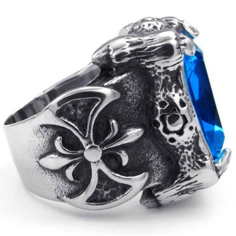 Nhẫn đính đá Zircon đỏ xanh thời trang cho nam