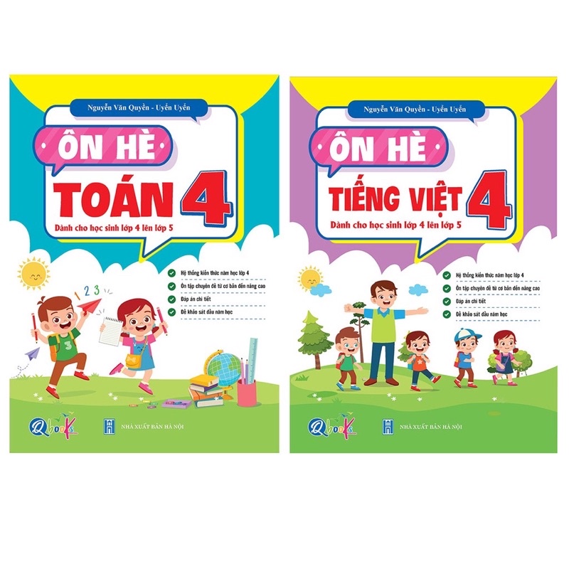 Sách - (Combo 2 cuốn) Ôn Hè Toán 4 + Tiếng Việt 4 (Dành Cho Học Sinh Lớp 4 Lên Lớp 5)