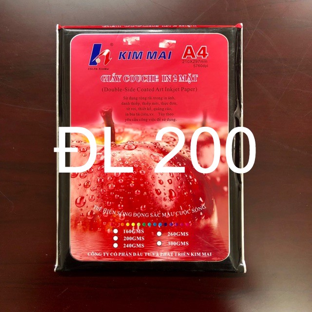Giấy in ảnh A4 Kim Mai 2 mặt bóng định lượng 200msg