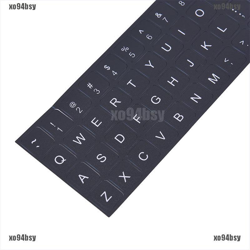 [xo94bsy]English Keyboard Replacement Stickers White on Black Any PC Computer La