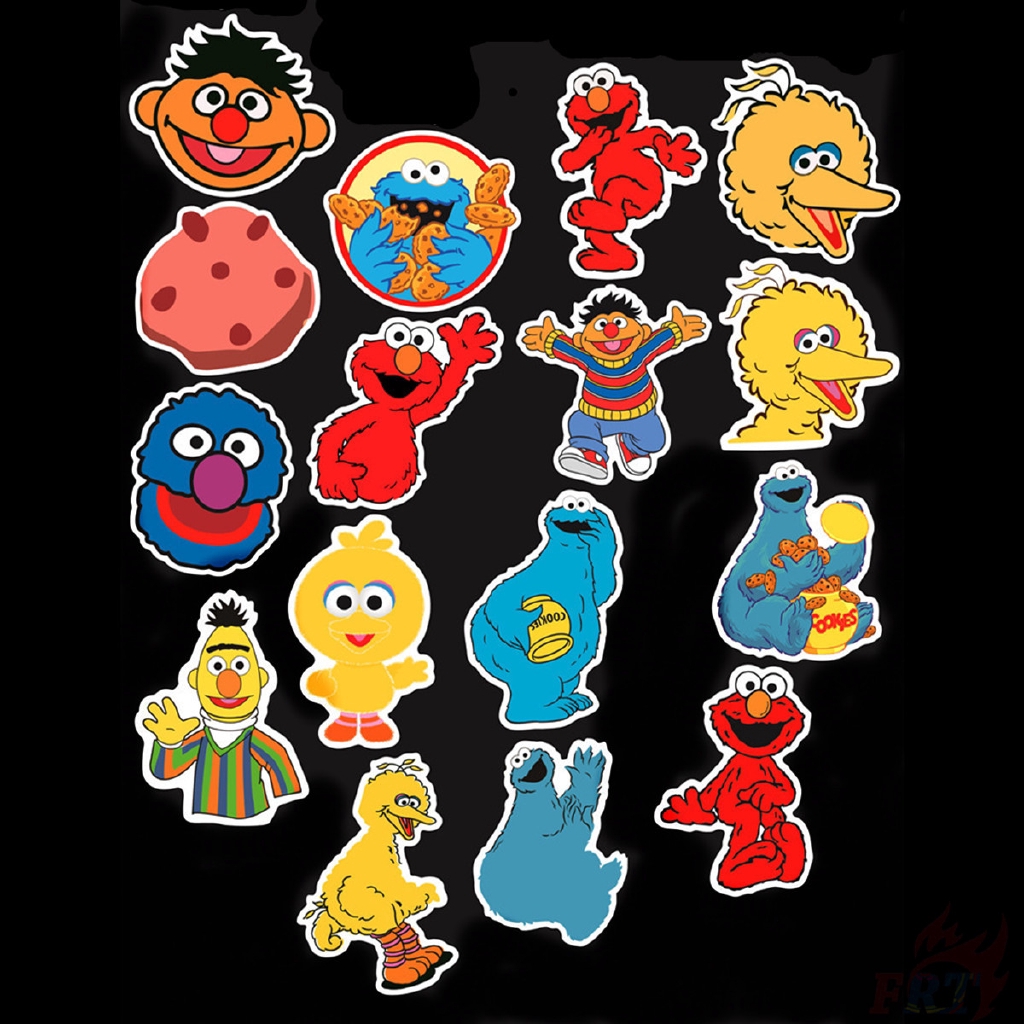 Bộ 50 miếng hình dán họa tiết hoạt hình Sesame street chủ đề 02 chống thấm nước DIY