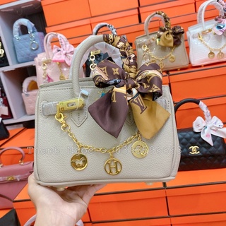  Túi HM birkin size 20 màu ghi nhạt hàng super fullbox tặng kèm khăn 