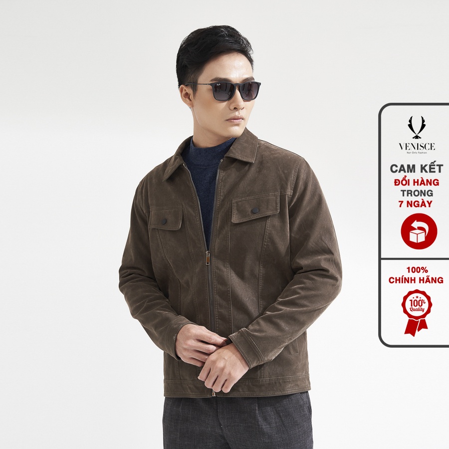 Áo Khoác Nam Da Lộn 2 Túi, Chống Nước, Chống Gió - Áo Da Nam Cao Cấp