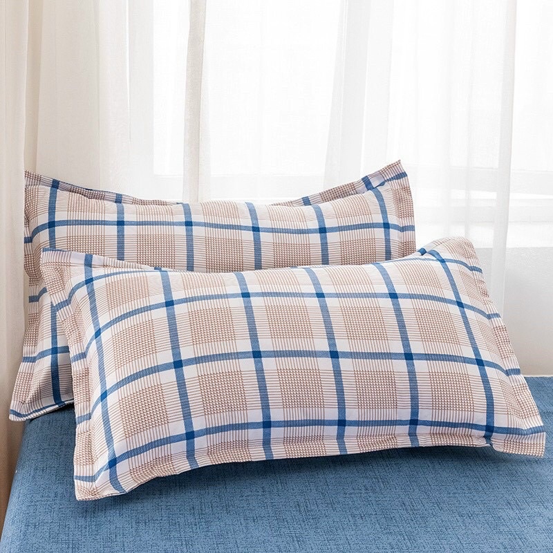 Bộ chăn ga gối poly cotton: kẻ (xanh/xanh lá/hồng) | BigBuy360 - bigbuy360.vn